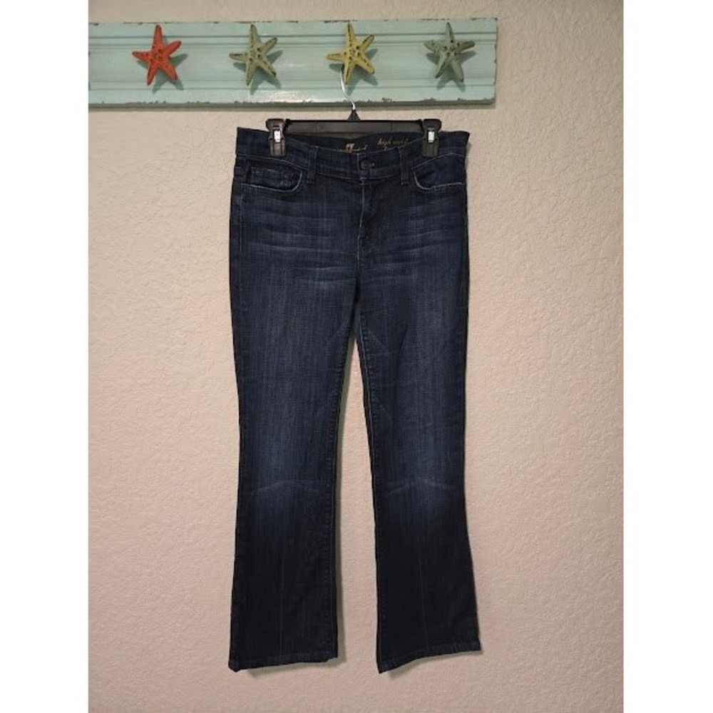 7 For All Mankind High Waist Bootcut Jeans Dark Wash Size 30 Stretch Denim
